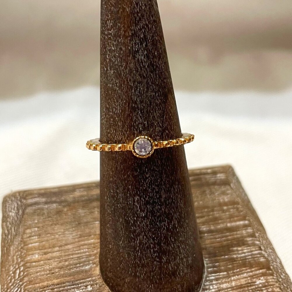 Crystal Solitaire Ring Size 6